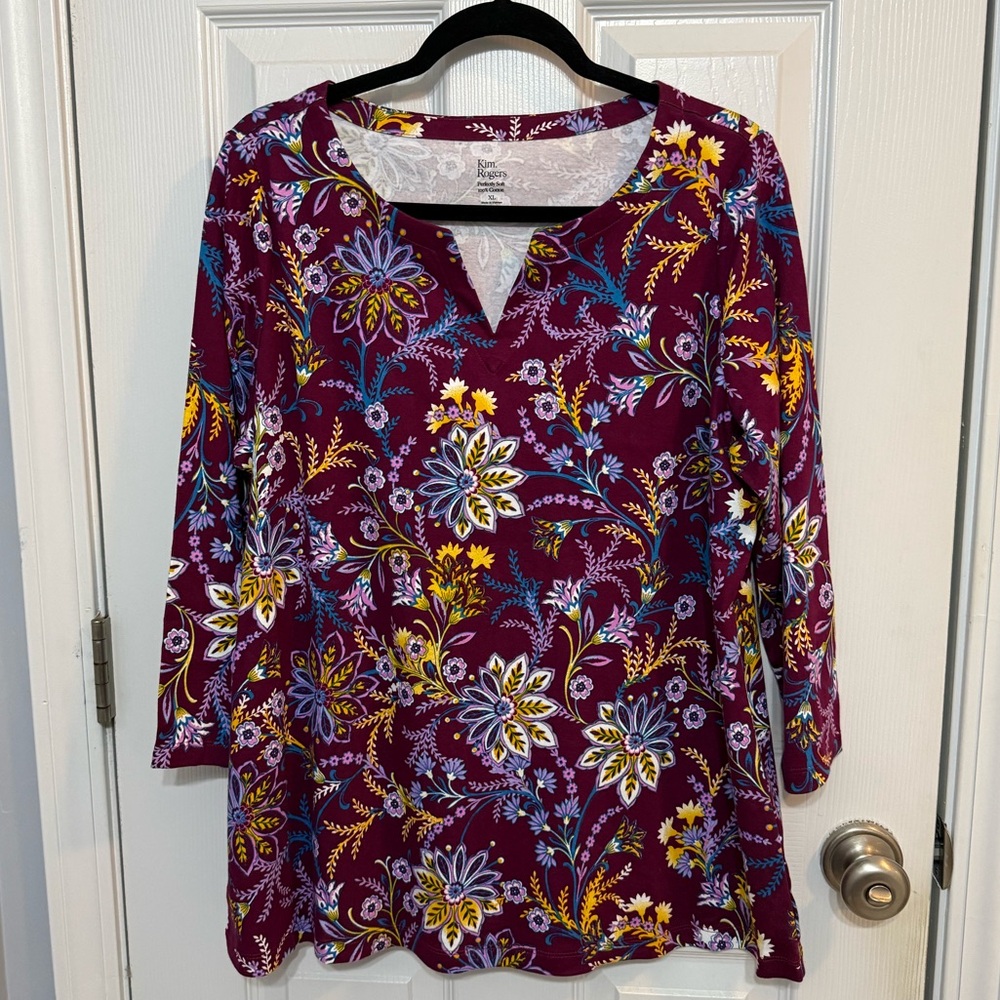 Kim Rogers Purple Floral Top